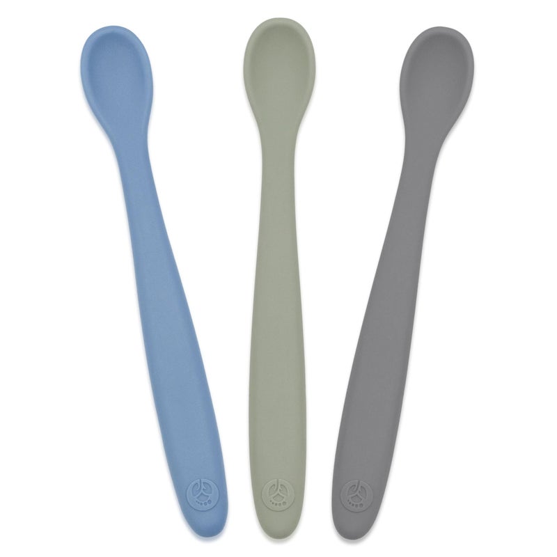 WeeSprout Silicone Baby Spoons - First Stage Infant Feeding Utensils With Soft-Tip, Bendable Kitchenware for Parent & Self-Feeding, Ultra-Durable, Dishwasher Safe, Travel Case, Set of 3 - Image 1