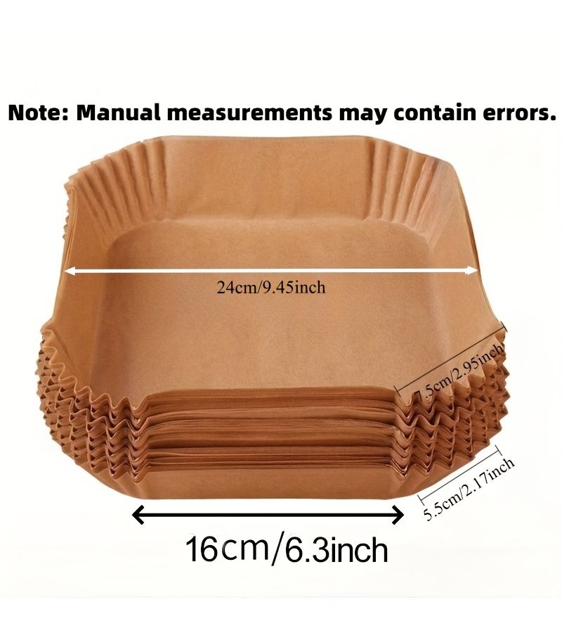50pcs Air Fryer Liners 8 Inch Unbleached Square Baking Paper Pads Non Stick Disposable - Image 3