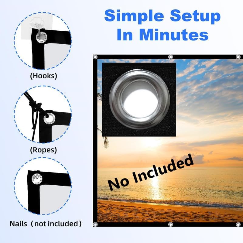 Vilro 110 inch Projector Screen,4K 16:9 Portable Eyelet Premium Video Foldable Projection for HD Home Theater Cinema Anti-Crease Indoor Outdoor Office Classroom (244 cm (W) x 137 cm (H)) - Image 1