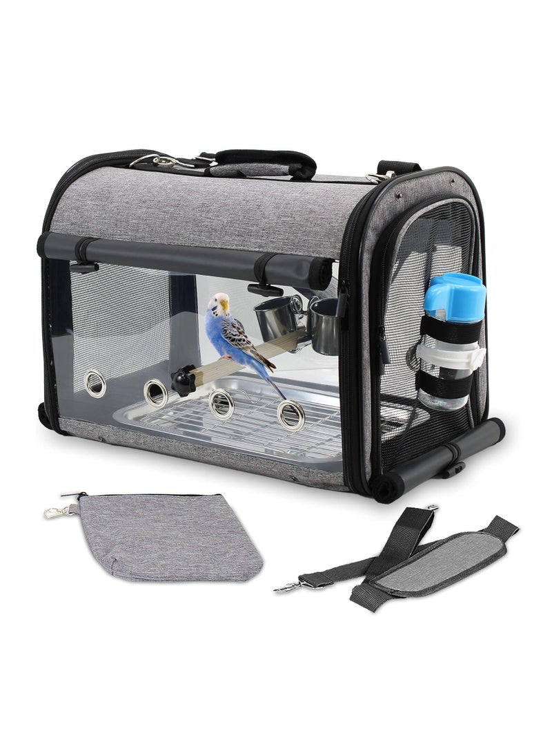 general Bird Travel Strap Portable Cage Premium Small Pet Bag Carrier, Removable and Foldable, Suitable for Budgerigars, Canaries, Canaries (Grey) - Image 1