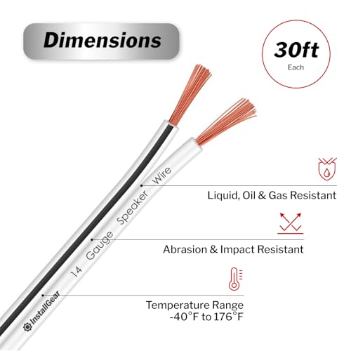 InstallGear 14 Gauge Speaker Wire - 30ft Black Audio Cable for Car Speakers, Home Theater, Surround Sound, Radio - Durable Copper-Clad Aluminum AWG Wire for Clear Sound Transmission - Image 3