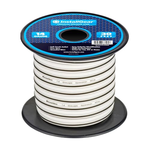 InstallGear 14 Gauge Speaker Wire - 30ft Black Audio Cable for Car Speakers, Home Theater, Surround Sound, Radio - Durable Copper-Clad Aluminum AWG Wire for Clear Sound Transmission - Image 1