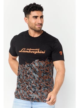LAMBORGHINI Men Crew Neck Allover Print T-Shirt, Multicolor  - Image 1