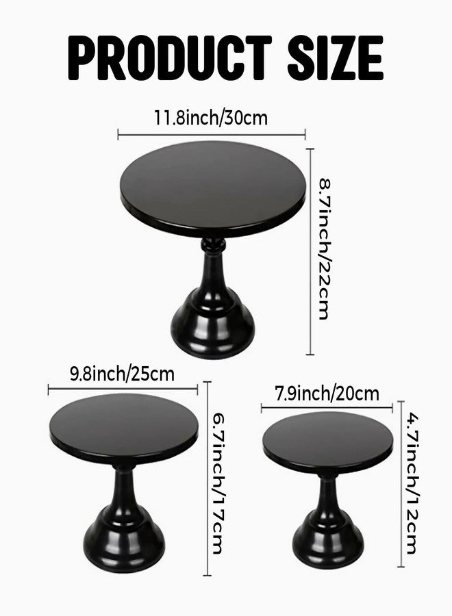 Vankcp 3 Pcs Black Cake Stand Set Round Metal Cake Display Stand 8/10/12 inch Dessert Table Decorations Cupcake Holder Round Cake Pedestal Stand Holder Plate for Wedding Birthday Party Anniversarie - Image 2