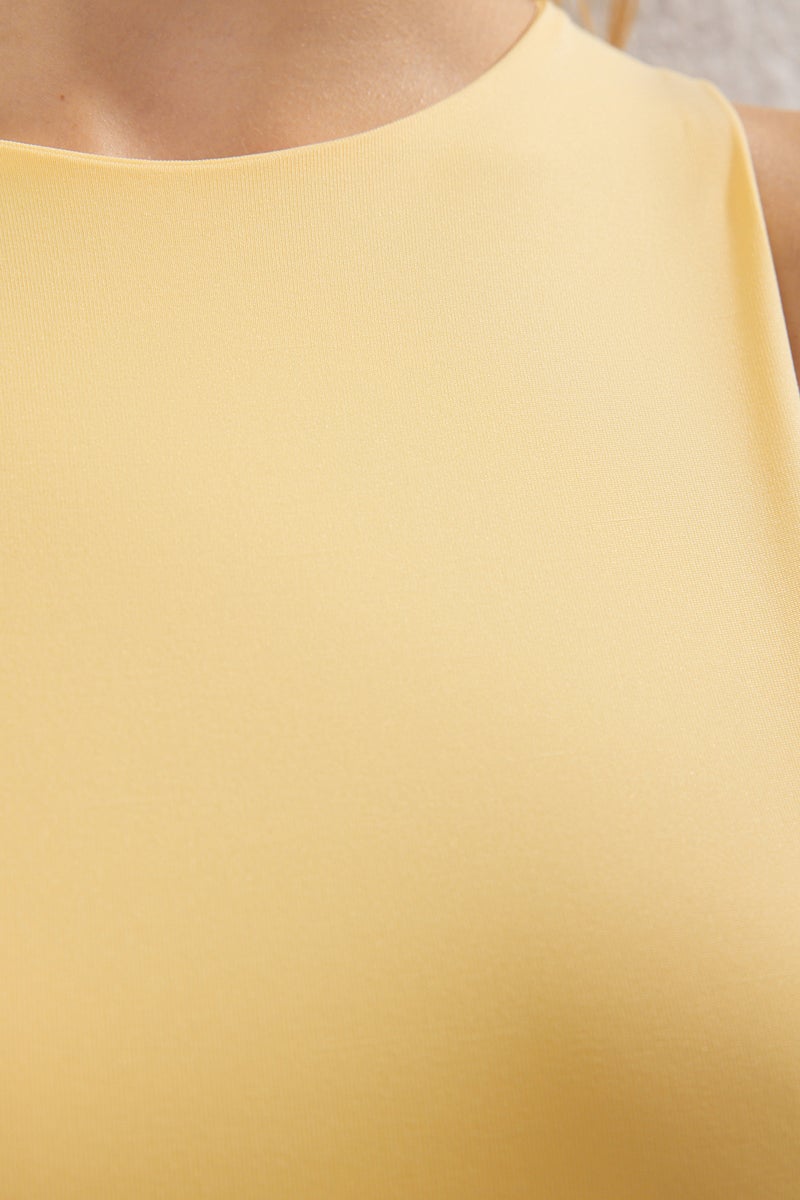 trendyol Light Yellow Halter Neck Body Fitted Stretchy Bottom Snap Knitted Body Twoss20Bd0044 - Image 3