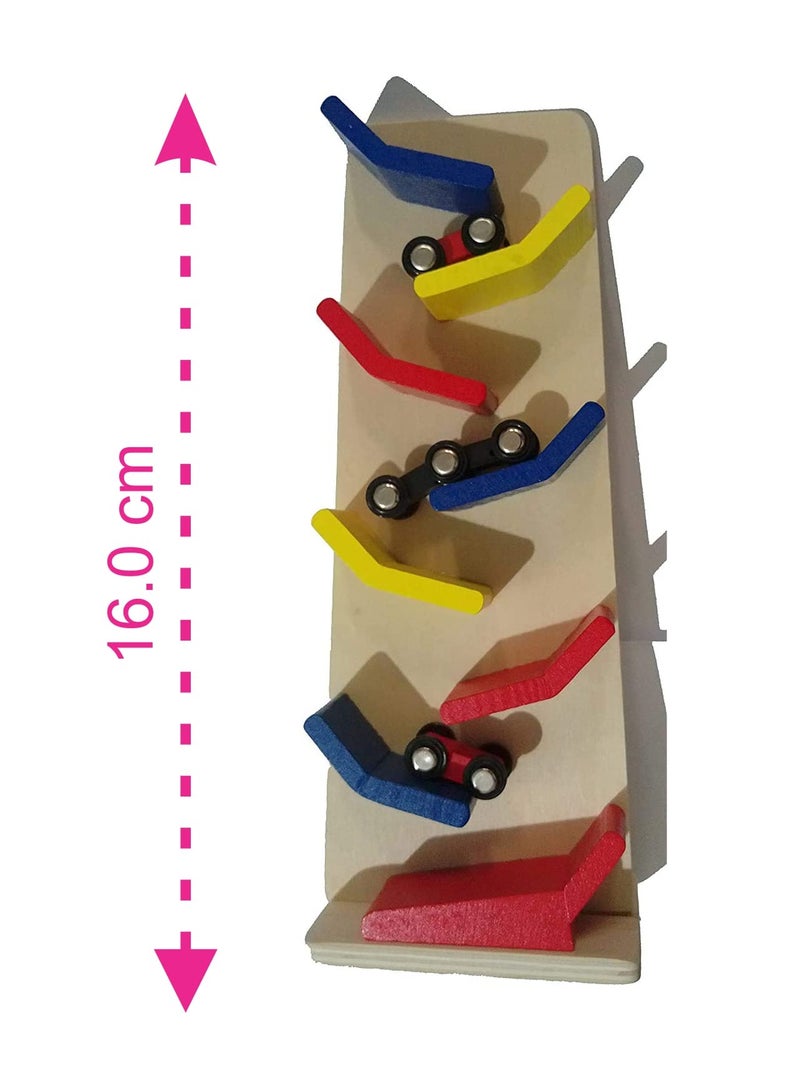 Neotea Toddler Wooden Race Track Car Ramp Toys for 1 to 2-Year-Old Baby Motor Skills Race Tracks Car Ramp Vehicle Playsets Slippery Cars Toy for Kid Durable & Safe Toy for Ages 3+ (12 X 4.5 in) - Image 3