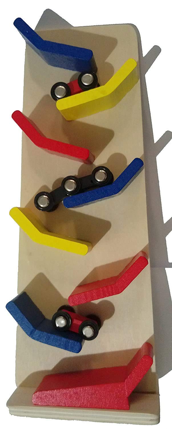 Neotea Toddler Wooden Race Track Car Ramp Toys for 1 to 2-Year-Old Baby Motor Skills Race Tracks Car Ramp Vehicle Playsets Slippery Cars Toy for Kid Durable & Safe Toy for Ages 3+ (12 X 4.5 in) - Image 1