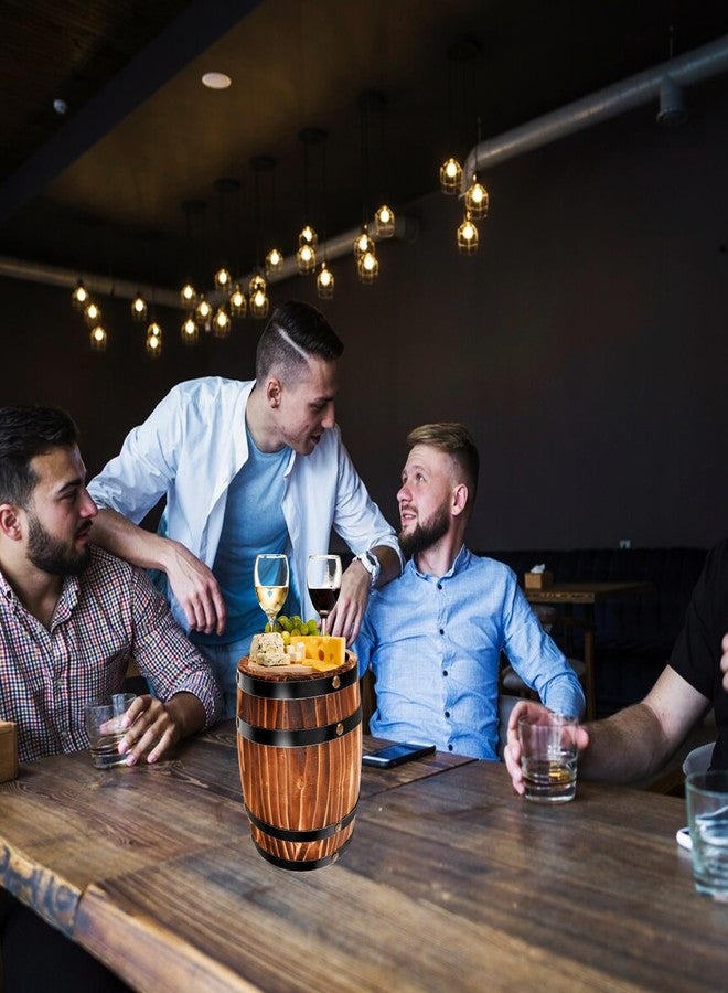 جارنيك ديكور برميل نبيذ خشبي عتيق من جارنيك - زينة طاولة صغيرة على شكل برميل ويسكي - وعاء زهور - أدوات مطبخ - دلو - دعائم برميلية للبار - ديكور حفلات صيفية منزلية - Image 3