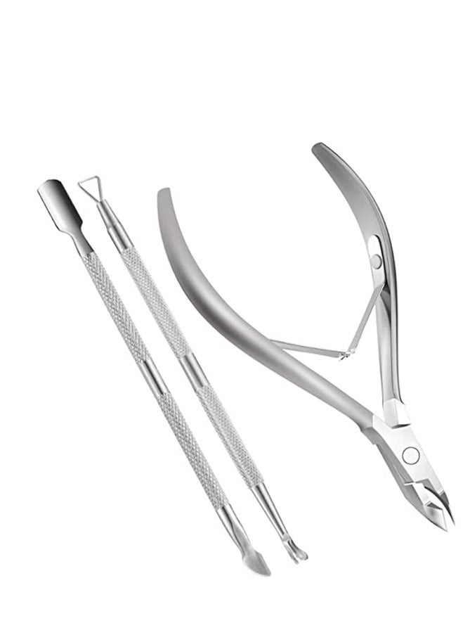 3 IN 1 Stainless Steel Nail Cuticle Remover Cutter Clippers Tool