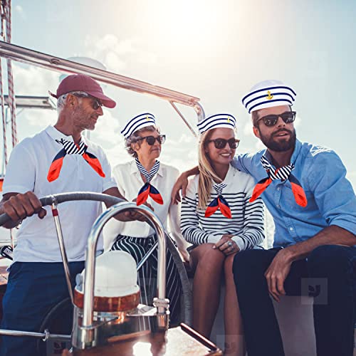 KFPPLXQ 4 Pcs Sailor Hats and Scarf Set for Women Men Halloween Costume Accessoory Dressing up Summer Sailor Costume Party Supplies - Image 5