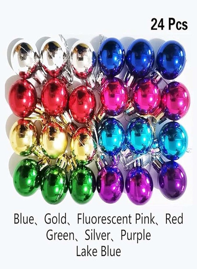 HQM 24 Pack Multicolor Mini Ball Ornaments Balls Set of 8 Color Miniature Rustic Ornaments Mini Christmas Tree Deco for Small Trees 1.2 inche - Image 4