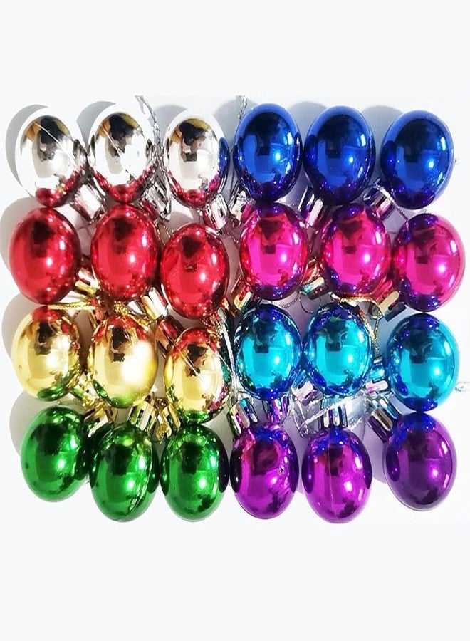 HQM 24 Pack Multicolor Mini Ball Ornaments Balls Set of 8 Color Miniature Rustic Ornaments Mini Christmas Tree Deco for Small Trees 1.2 inche - Image 2