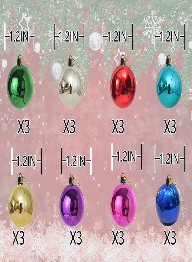 HQM 24 Pack Multicolor Mini Ball Ornaments Balls Set of 8 Color Miniature Rustic Ornaments Mini Christmas Tree Deco for Small Trees 1.2 inche - Image 5