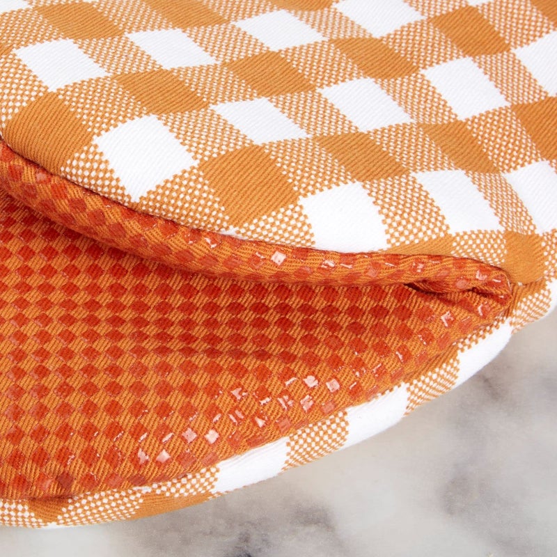 KitchenAid Gingham Mini Oven Mitt 2-Pack Set  Honey  5.5""x8"" - Image 3