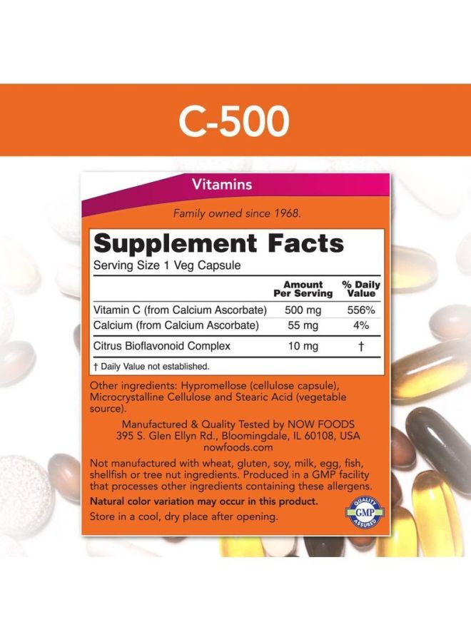 Now Foods C-500 Calcium Ascorbate-C Antioxidant Protection - 250 Capsules - Image 2