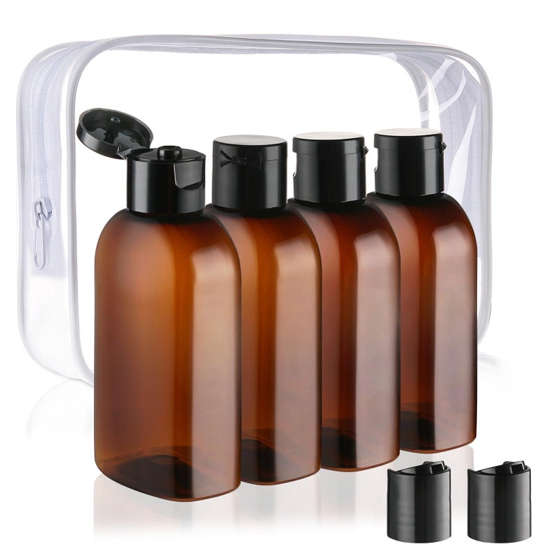 Cosywell Travel Shampoo Bottles 4pcs 3.4oz TSA Approved for Toiletries - Leak Proof Empty Lotion Containers With Flip Cap - Small Plastic Squeeze Bottles - Image 1