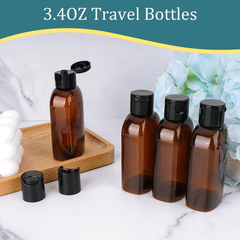 Cosywell Travel Shampoo Bottles 4pcs 3.4oz TSA Approved for Toiletries - Leak Proof Empty Lotion Containers With Flip Cap - Small Plastic Squeeze Bottles - Image 3