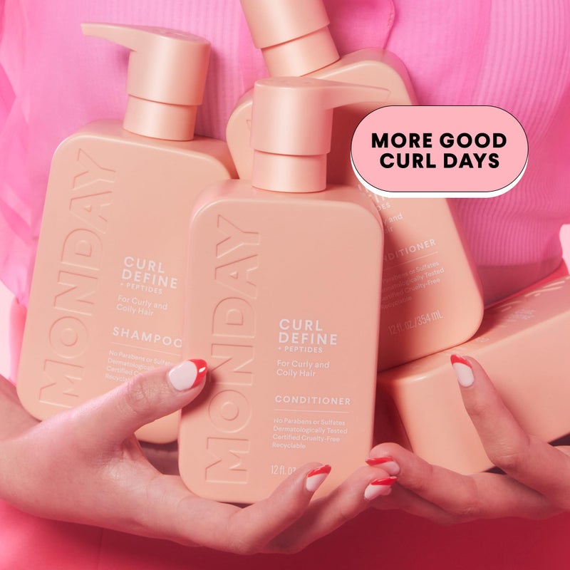 MONDAY HAIRCARE Curl Define Shampoo + Conditioner Set (2 Count) 12 oz Each Nourishes Curls, Tames Frizz, Coconut Oil and Shea Butter Enhance Shine, 100% Recyclable Bottle - Image 5