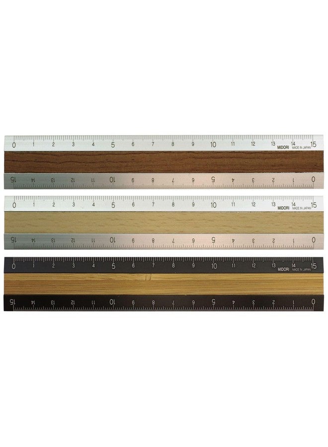 Midori DESIGNPHIL 42270006 Midori Ruler, Aluminum & Wood Ruler, 5.9 inches (15 cm), Black - Image 3