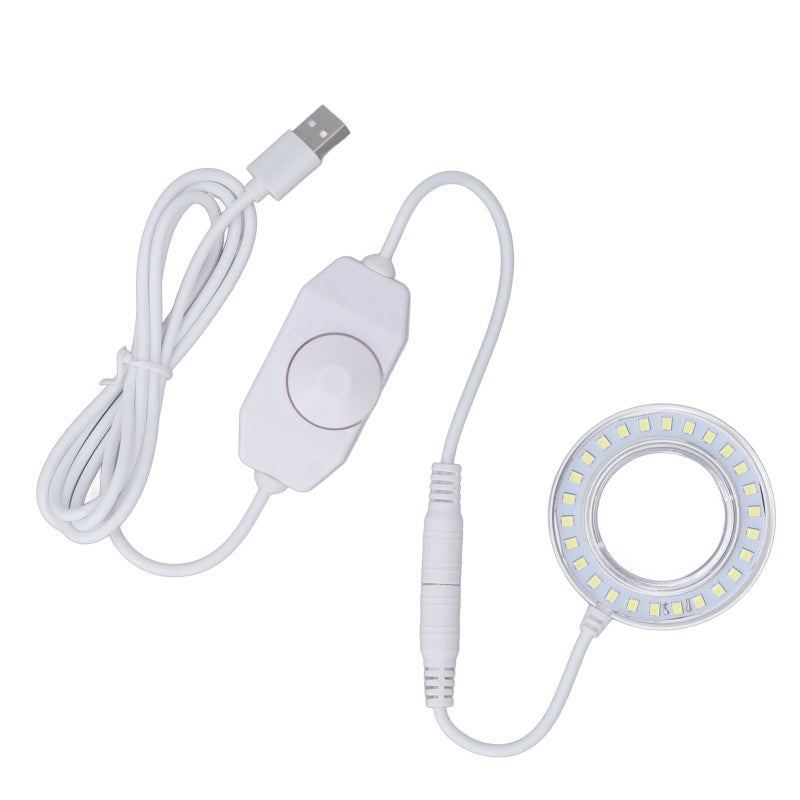 Microscope LED Light: Aluminum Alloy Frame, 0-100% Adjustable Brightness - Dustproof & Smoke Oil Proof, USB Powered LED Ring Light for Laboratory Scientific Inspection - Image 3