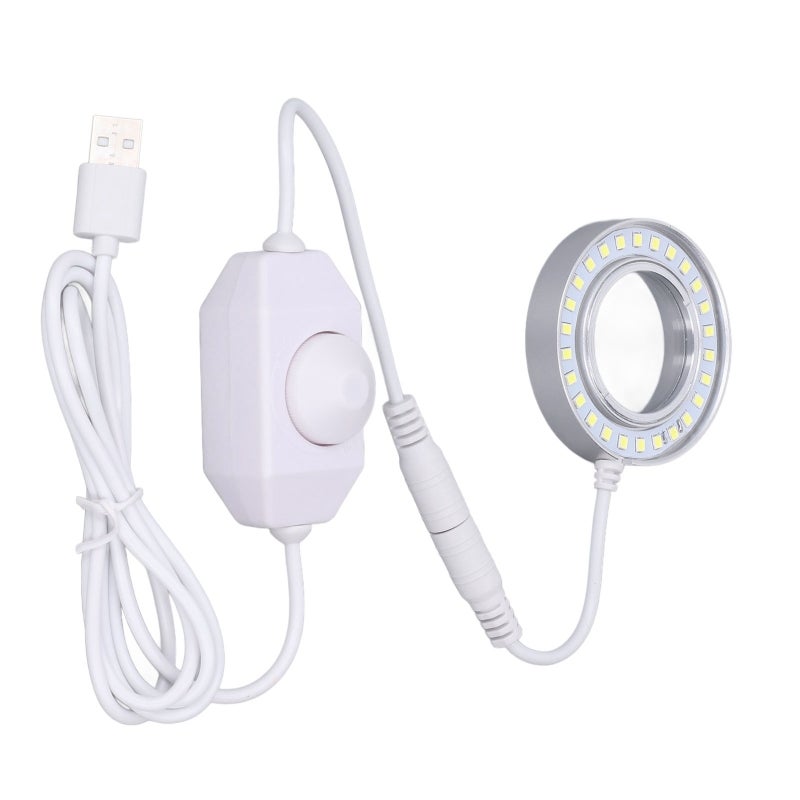 Microscope LED Light: Aluminum Alloy Frame, 0-100% Adjustable Brightness - Dustproof & Smoke Oil Proof, USB Powered LED Ring Light for Laboratory Scientific Inspection - Image 2