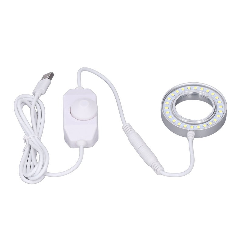 Microscope LED Light: Aluminum Alloy Frame, 0-100% Adjustable Brightness - Dustproof & Smoke Oil Proof, USB Powered LED Ring Light for Laboratory Scientific Inspection - Image 1