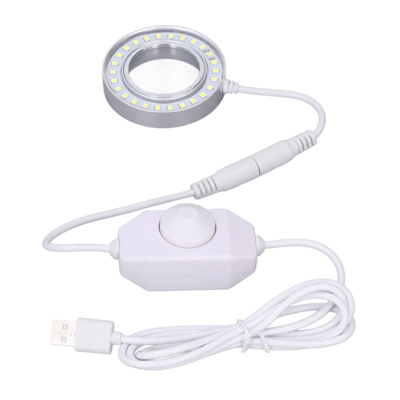 Microscope LED Light: Aluminum Alloy Frame, 0-100% Adjustable Brightness - Dustproof & Smoke Oil Proof, USB Powered LED Ring Light for Laboratory Scientific Inspection - Image 5