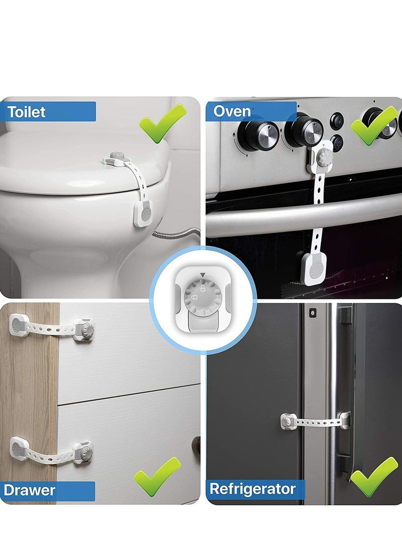 سكاي تاتش 6 قطع قفل أمان للأطفال أقفال أمان للأطفال متعددة الوظائف قابلة للتعديل بزر مزدوج للأطفال نظام مزلاج مضاد للمشبك للخزائن وأبواب خزانة الثلاجة وما إلى ذلك - Image 4