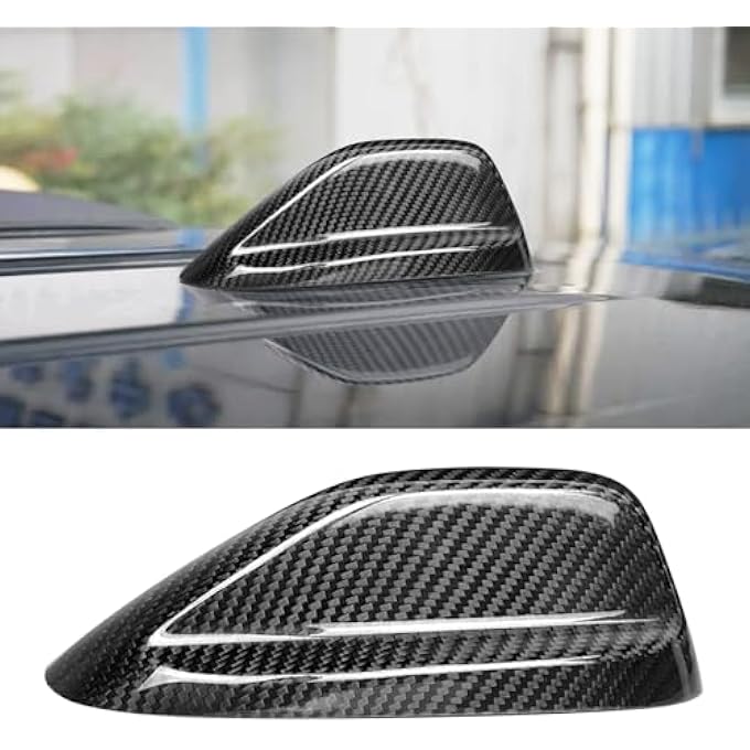 rayihni Compatible with Dodge Durango 2014-2018 Ram 2018-2024 Jeep Grand Cherokee Antenna Cover Shark Fin Trim Hood Real Carbon Fiber Automotive Roof Aerials Accessory (Black) - Image 1