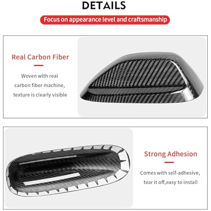 rayihni Compatible with Dodge Durango 2014-2018 Ram 2018-2024 Jeep Grand Cherokee Antenna Cover Shark Fin Trim Hood Real Carbon Fiber Automotive Roof Aerials Accessory (Black) - Image 3
