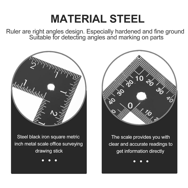 Kisangel 2 قطعة مجموعة مسطرة فولاذية أداة قياس زاوية متعددة الوظائف للرسم النجارة الحرف اليدوية DIY - Image 4