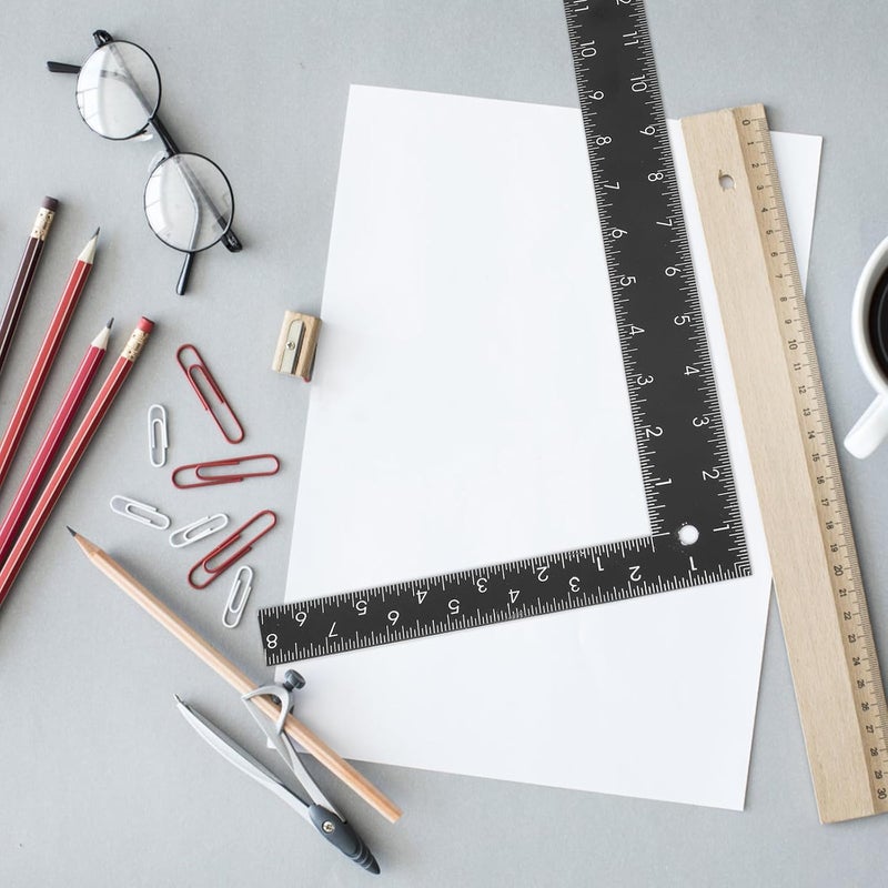 Kisangel 2 قطعة مجموعة مسطرة فولاذية أداة قياس زاوية متعددة الوظائف للرسم النجارة الحرف اليدوية DIY - Image 5