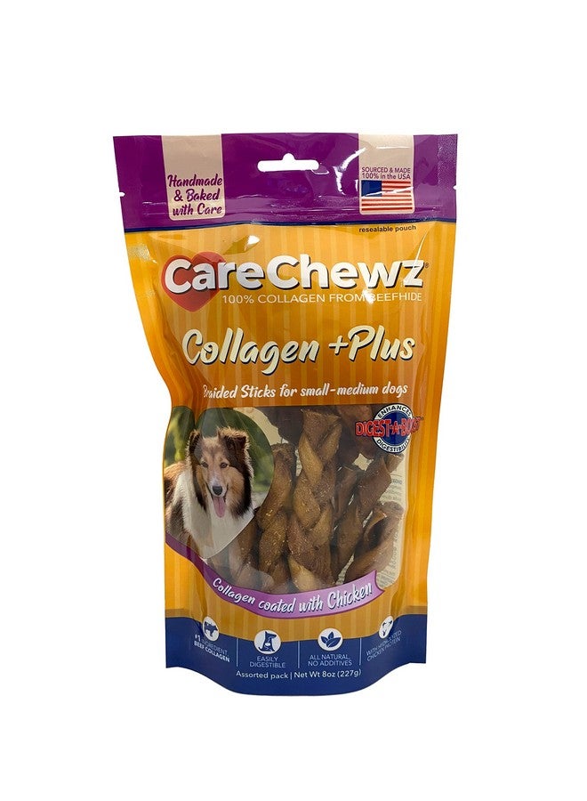 Pet Factory CareChewz Collagen +PLUS Braided Sticks Dog Chew Treats - Chicken Flavor, 8 oz