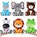 RoundFunny 6 Pcs Forest Animals Toys 7 Inch Zebra Lion Hippo Bear Elephant Frog Large Stuffed Animals Bulk for Woodland Baby Showers Party Decor Birthday Gifts Classroom Teacher Student Awards - Image 2