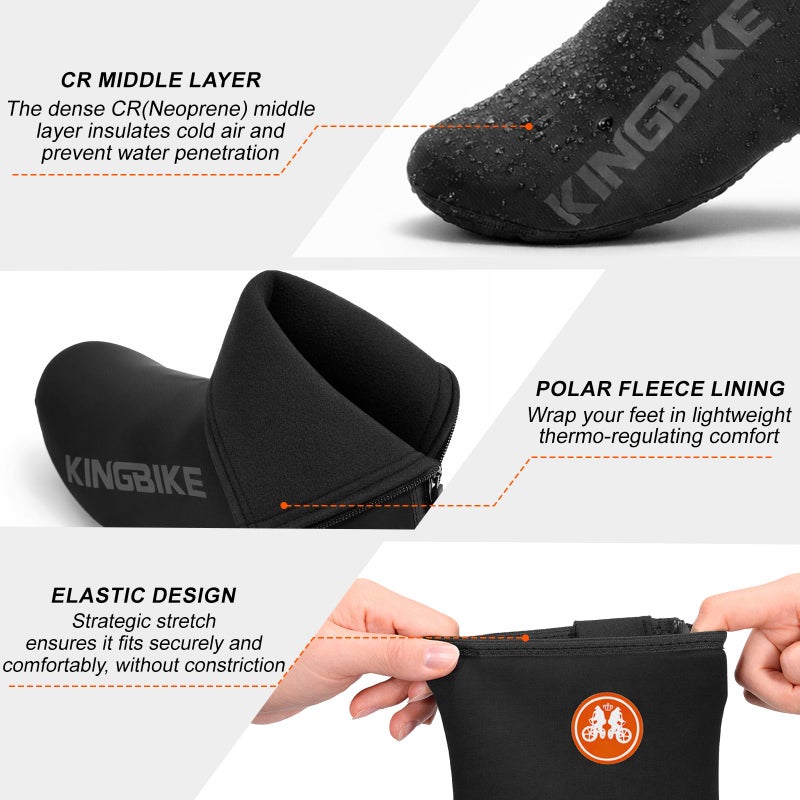 KINGBIKE Cycling Shoe Cover for Cold Weather Windproof Warmer Lining Waterproof Shoe Covers for Road Bike Mountain Bike with Reflective Design (CR-Pro, XL 10-11) - Image 4