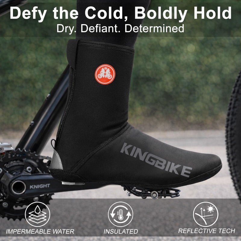 KINGBIKE Cycling Shoe Cover for Cold Weather Windproof Warmer Lining Waterproof Shoe Covers for Road Bike Mountain Bike with Reflective Design (CR-Pro, XL 10-11) - Image 2