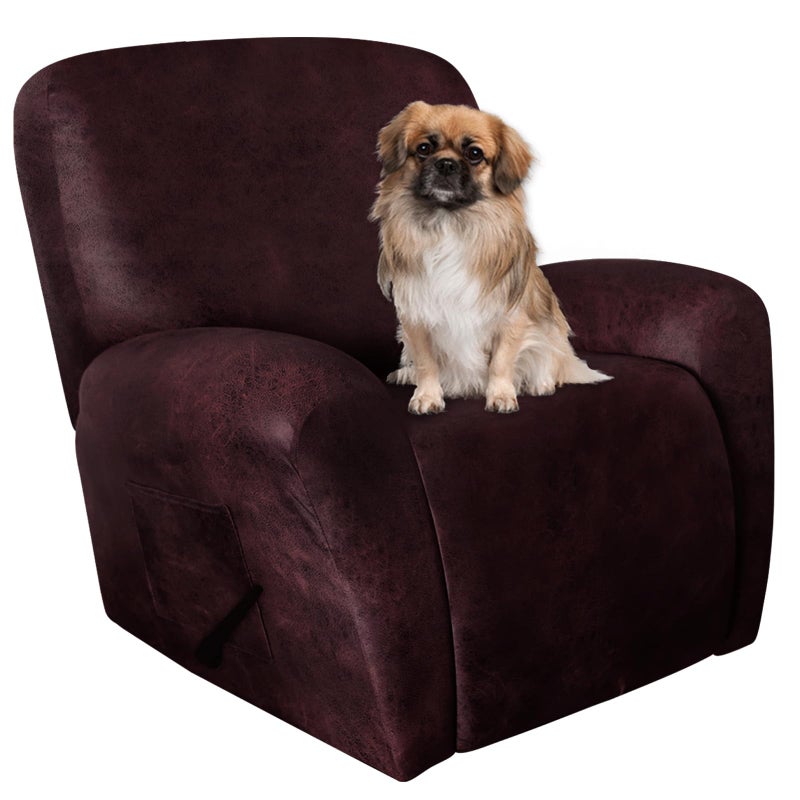 ANARACHON Leather Like Recliner Chair Covers Heavy Duty 4 Pieces Recliner Cover for Recliner Chair Leather Cover for Recliner slipcovers Washable for Pets Wine - Image 2
