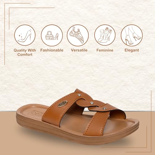 Bella by Labella Women Fashion Flat Slip On Tan Sandal | Durable | Stylish | Comfortable | Slip Resistant | Lightweight and Breathable | 5 UK - Image 2