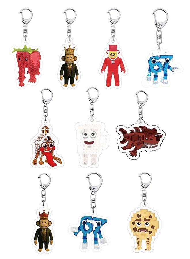 ROBLOX Steal a Brainrot / Italian Brainrot 10-Piece Acrylic Keychain Set - Roblox Meme Game Character Pendant Key Ring - Image 1