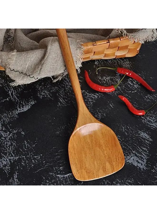 One Wooden Spatula Long Handle Heat Resistant Kitchen Tool Compatible With Non Stick Frying Pans For Stir Frying Safe For The Pan Ideal For Home Cooking 1pc - Image 4