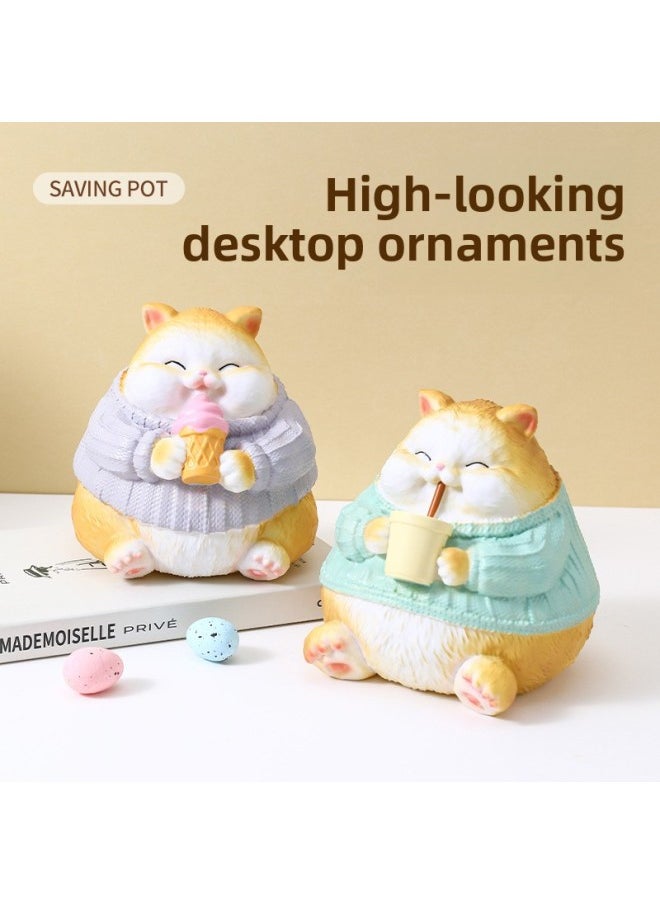 Generic - 2024 Food Cat Can Enter And Exit Piggy Bank 3-10 Years Old To Cultivate Savings Habits Children's Piggy Bank-Color:Foodie Cat-burger-Size:Large (available For Storage And Retrieval) Piggy Bank - Image 1