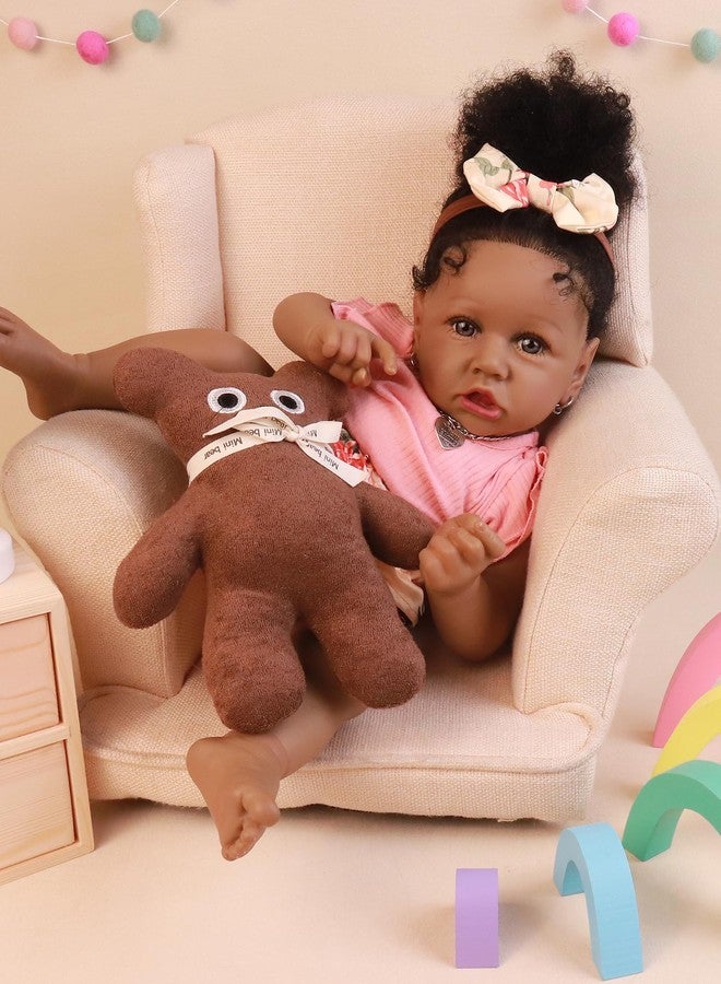 HOOMAI Lifelike Reborn Baby Dolls with Soft Body African American Realistic Girl Doll 22.8 Inch Best Birthday Gift Set - Image 2