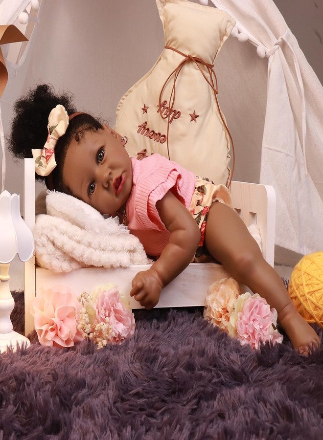 HOOMAI Lifelike Reborn Baby Dolls with Soft Body African American Realistic Girl Doll 22.8 Inch Best Birthday Gift Set - Image 5