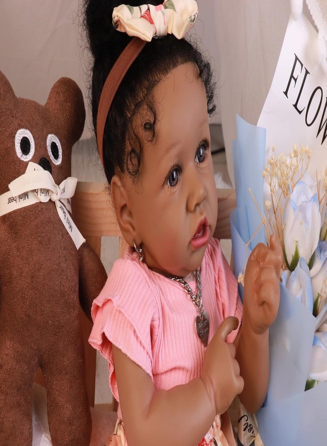 HOOMAI Lifelike Reborn Baby Dolls with Soft Body African American Realistic Girl Doll 22.8 Inch Best Birthday Gift Set - Image 3
