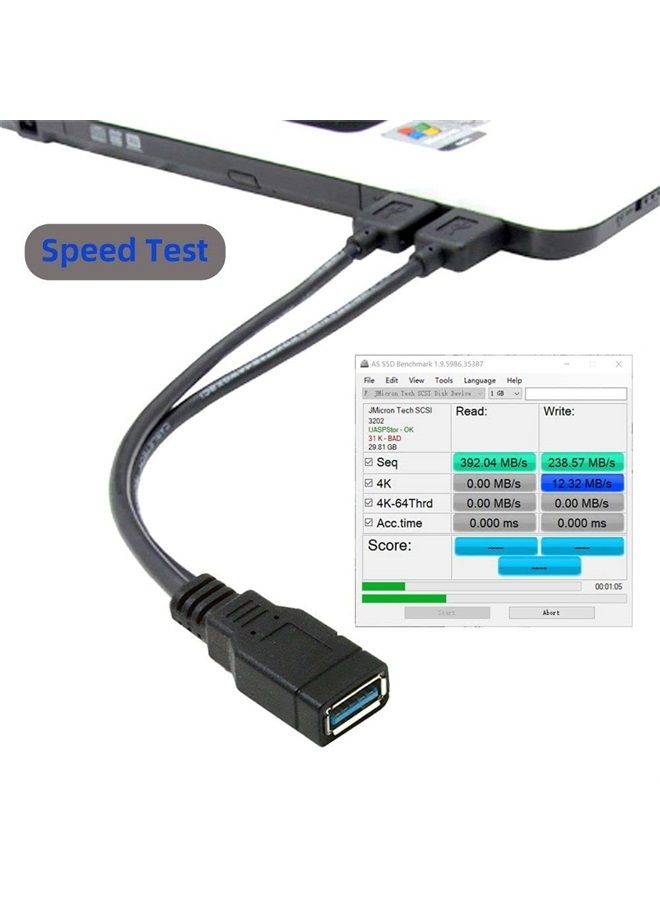 Cablecc كابل تمديد طاقة بيانات USB 3.0 أنثوي إلى مزدوج USB ذكر إضافي باللون الأسود لمحرك الأقراص الصلبة المحمول 2.5 بوصة - Image 3