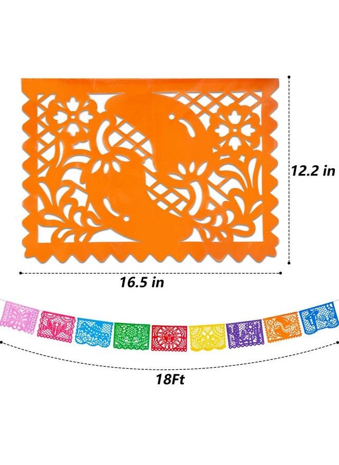 DomeStar Mexican Party Banner 18Ft Plastic Fiesta Banner Papel Picado Banner Multicolor Cinco De Mayo Decorations For Mexican Theme Party Birthday Dia De Los Muertos  - Image 3