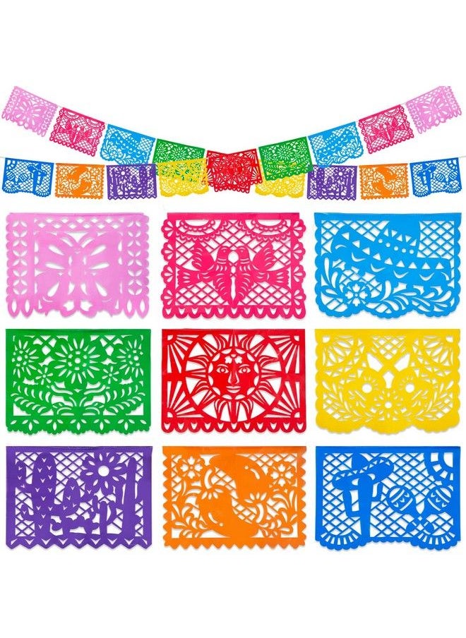 DomeStar Mexican Party Banner 18Ft Plastic Fiesta Banner Papel Picado Banner Multicolor Cinco De Mayo Decorations For Mexican Theme Party Birthday Dia De Los Muertos  - Image 1