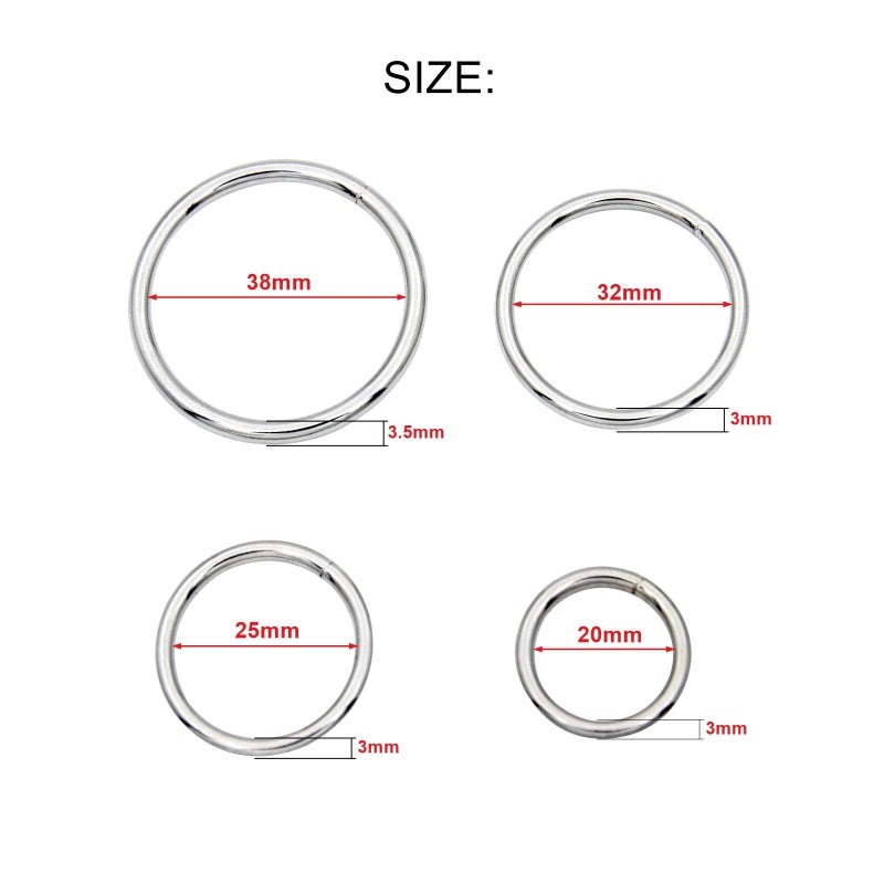 ZoloAJay 40pcs 4 Sizes O Rings Welded Strong Metal Silver Heavy Duty Round Ring for Pet Collars Accessories Buckle Belts Strap Webbing Sewing - Image 2