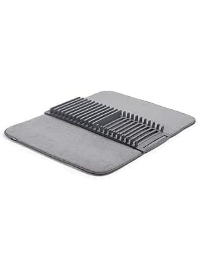 2-in-1 Dish Drying Rack with Absorbent Microfiber Mat, Removable Rust-Resistant Rack, Non-Slip Mat, Machine Washable, Ideal for Small Kitchens, Space-Saving Dish Organizer, Grey - Image 2