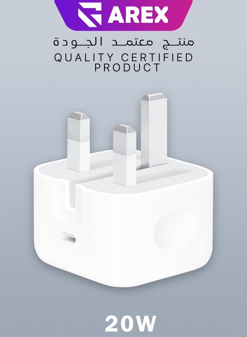 AREX iPhone 20W Fast Charger | USB C Wall Fast Charger Compatible with iPhone 16/15/14/14 Pro/14 Pro Max/13/12/SE2020/11/XR/XS Max/X/iPad - Image 1